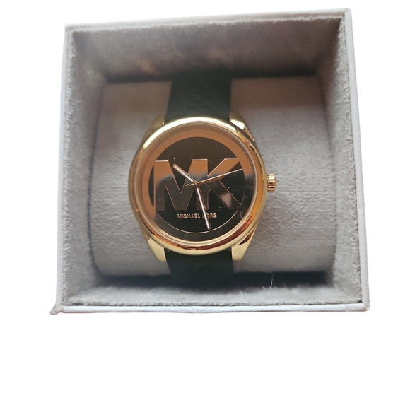 Michael Kors Women New Janelle Jan Black and Gold Watch MK 7313 in Box - Picture 2 of 9
